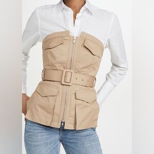 Self-Portrait Tan Belted Bustier Top